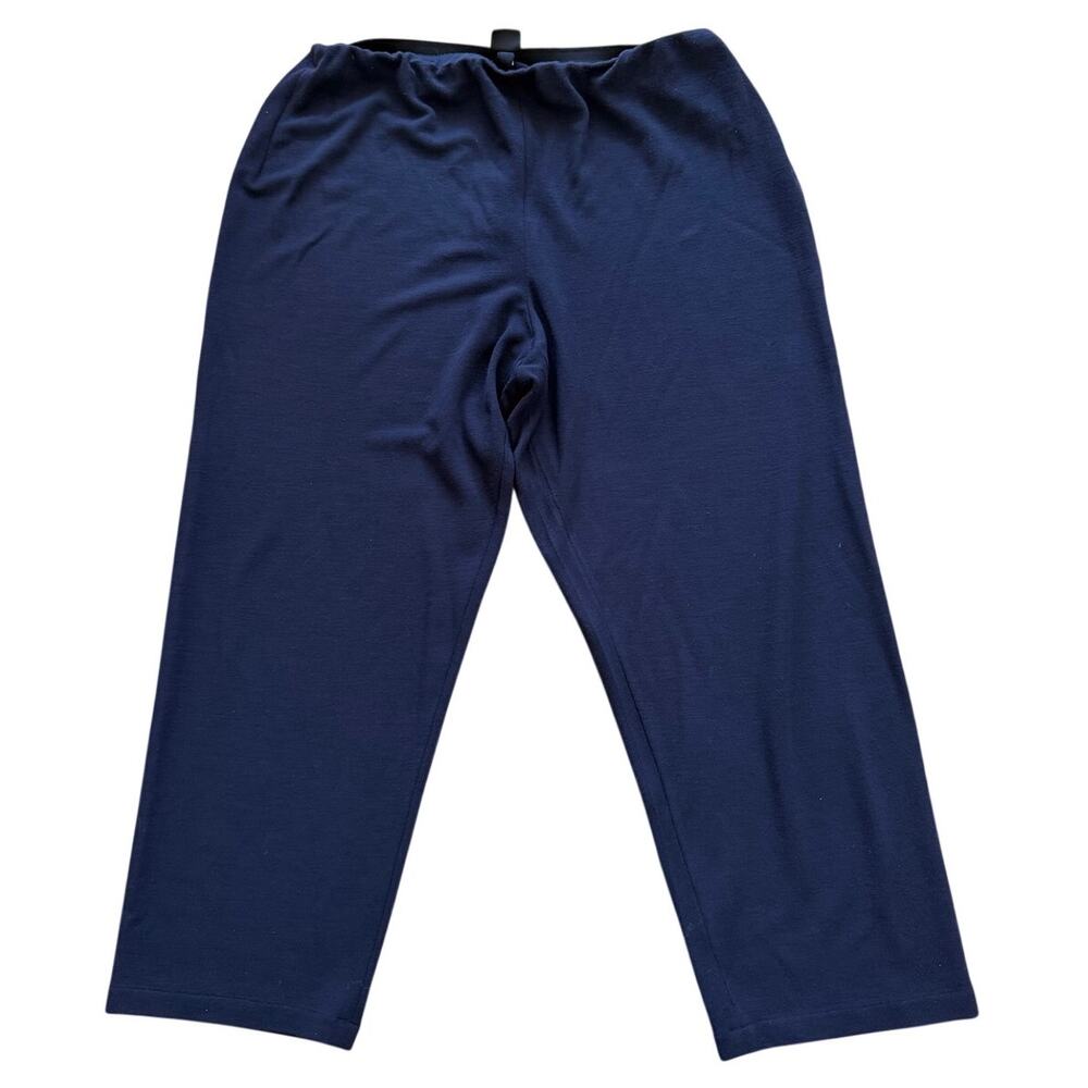 Eileen Fisher Deep Navy Wool Blend Pull On Ankle Pants